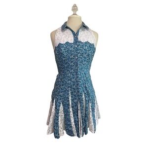 betsey johnson blue lace dress Women's Sweet Satin Swing Dress in Blue | Size Large